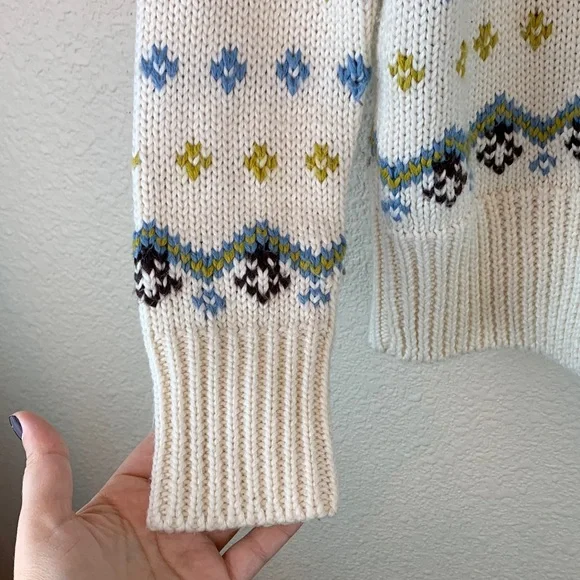 Moda International Multicolor Patterned Cardigan sz s wool blend knit colorful - Picture 7 of 9